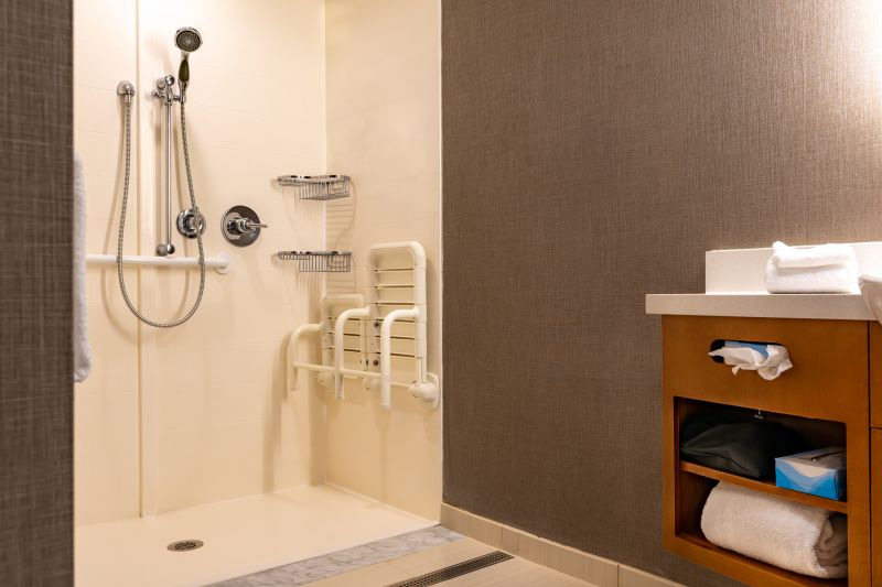 Corner Shower with Built-in Seating